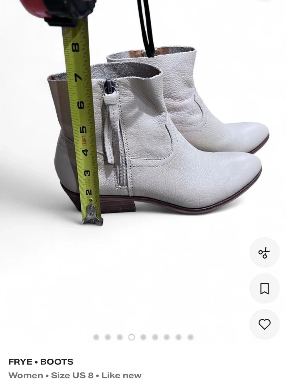 Frye& Co White Leather Zip Ankle Booties